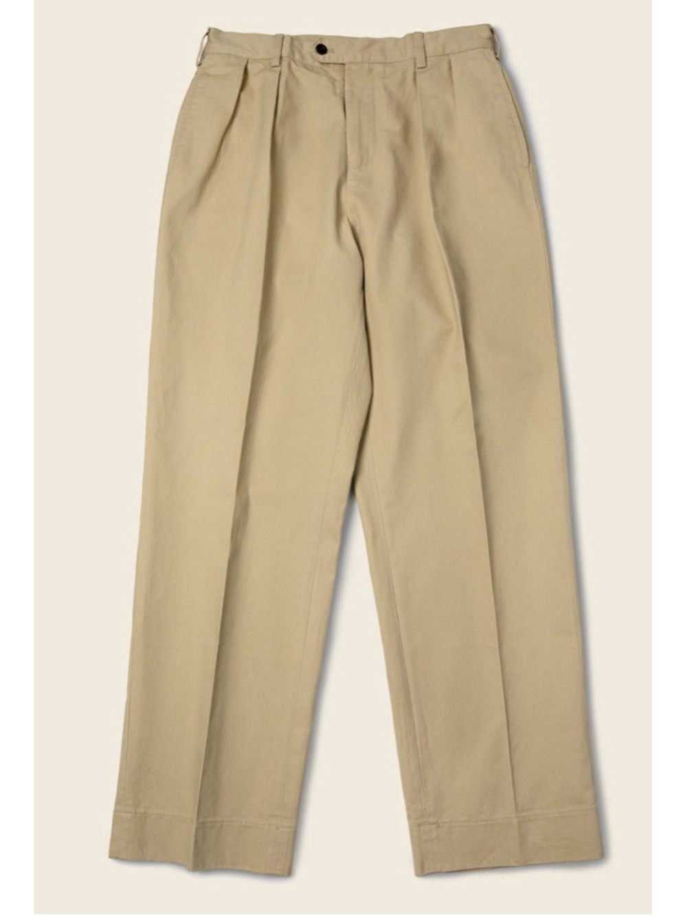100% Cotton Non-Stock 1930s IVY Academia Double Pleated Chino Trousers Khaki XS